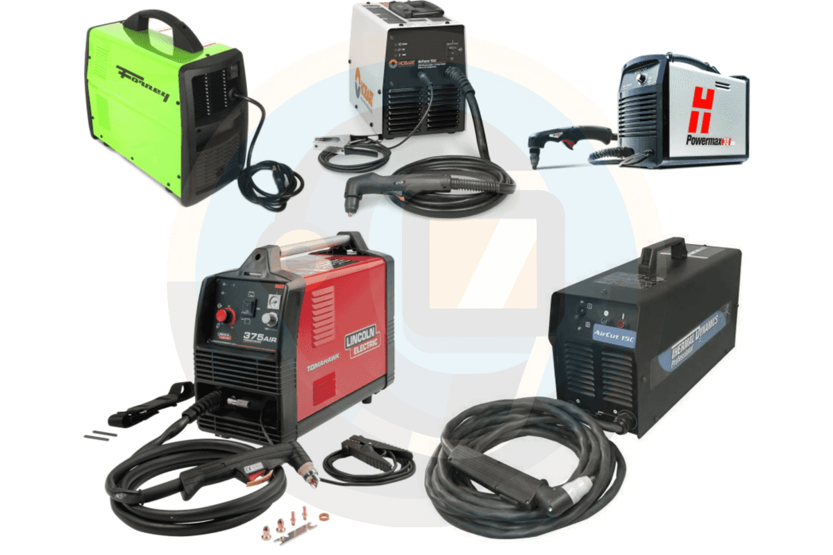 a collage of images of 5 Best Plasma Cutters with Built-in Air Compressors