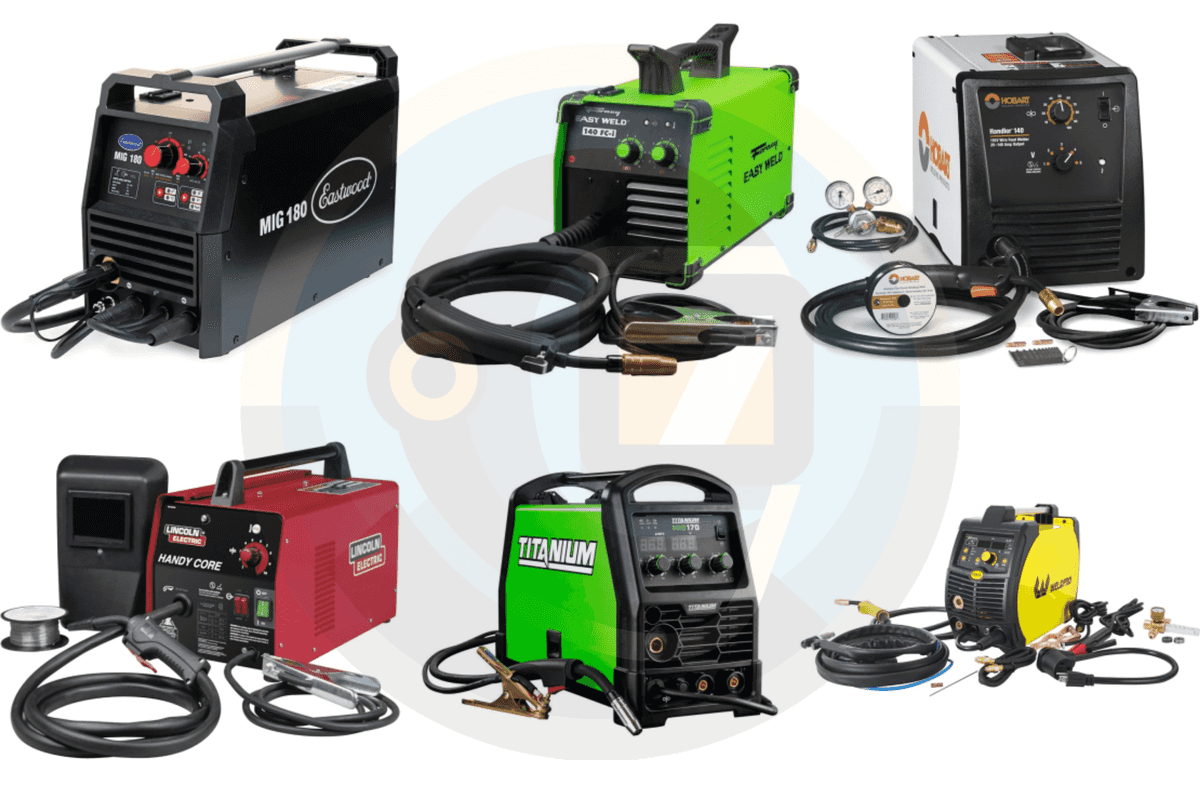 a collage of images of Top 6 110v MIG Welders for DIYers